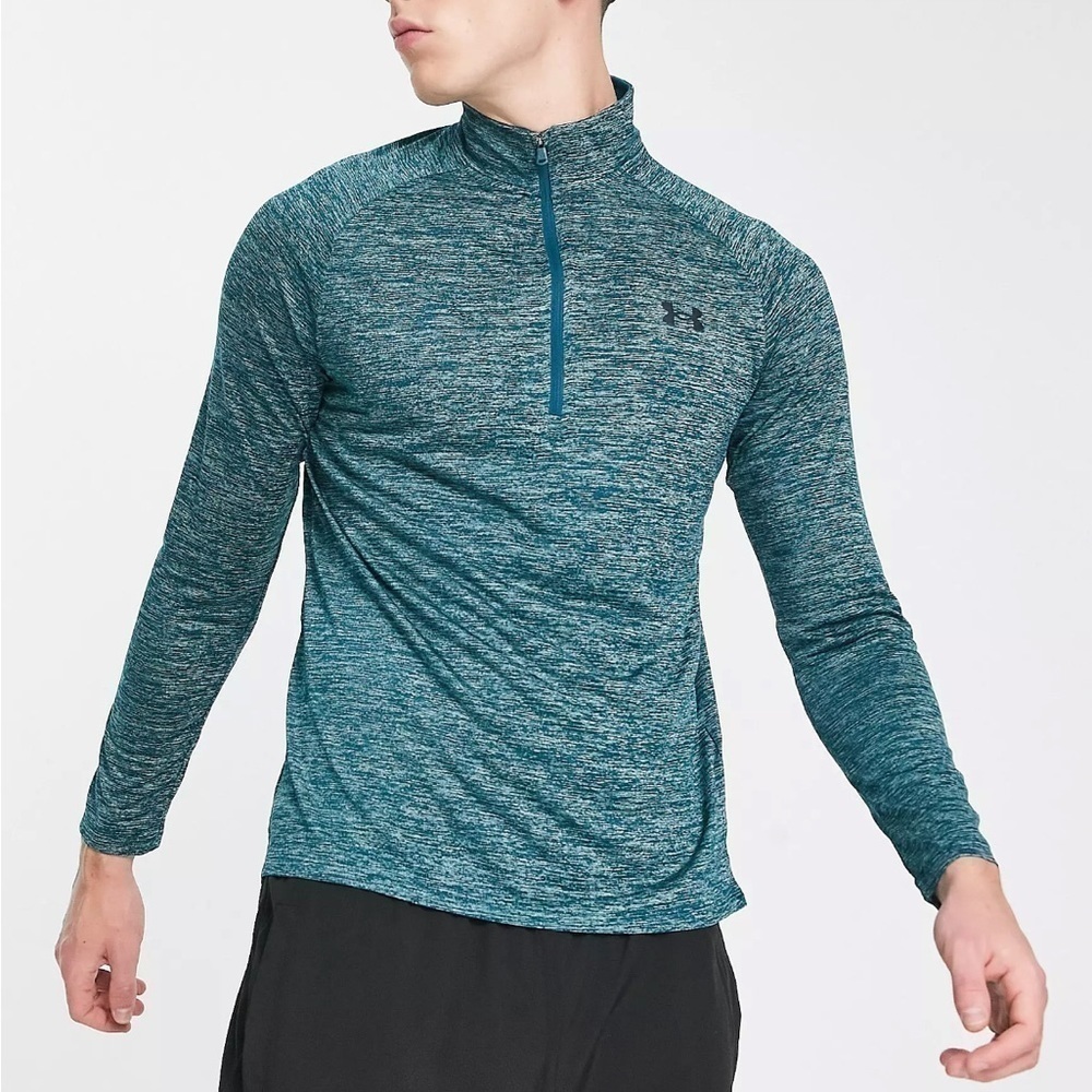 UNDER Armour Men’s Medium Heat Gear Dri Fit Green 1/4 Zip Pullover
